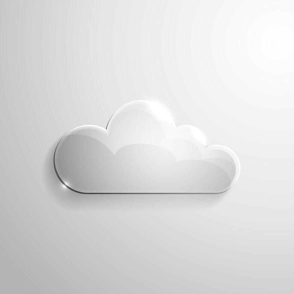 Grey glass cloud vector icon