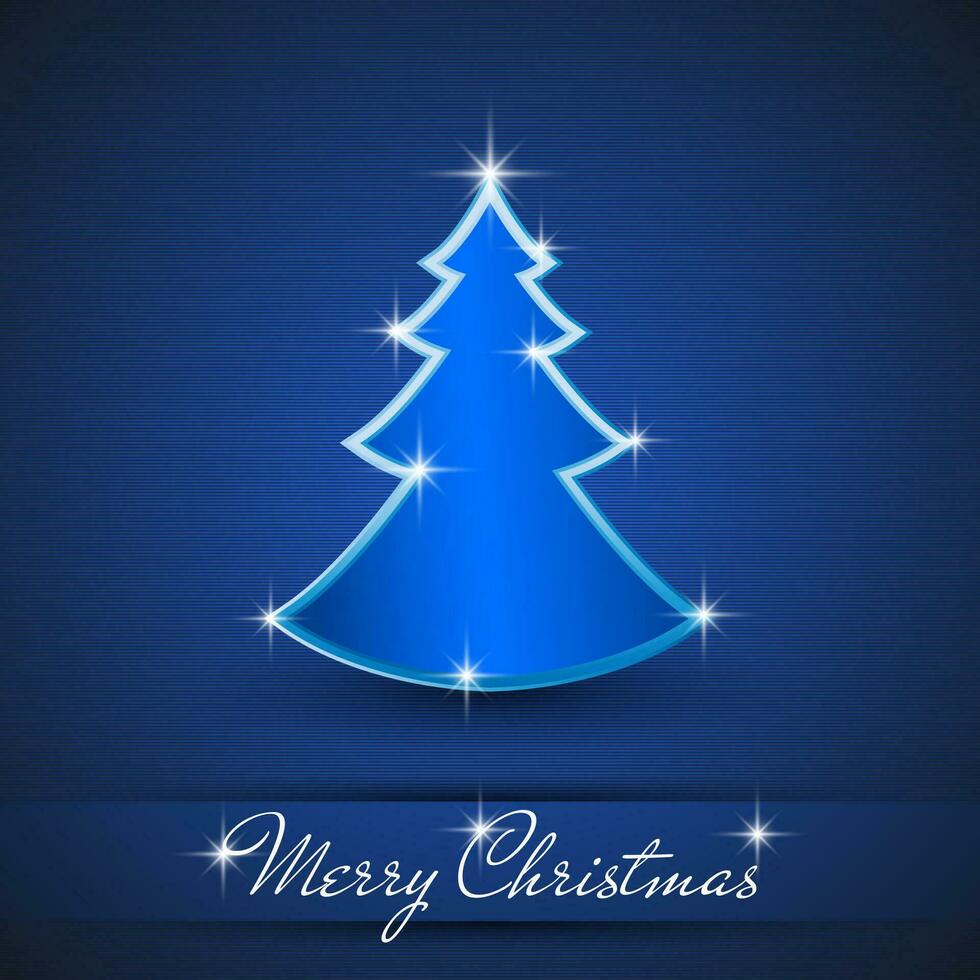 Simple blue and glossy Christmas tree isolated on background vector