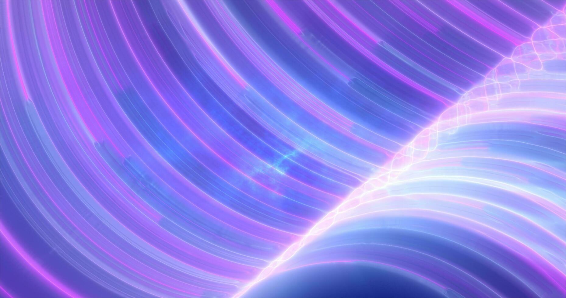 Abstract bright blue purple glowing flying waves from twisted lines energy magical background photo