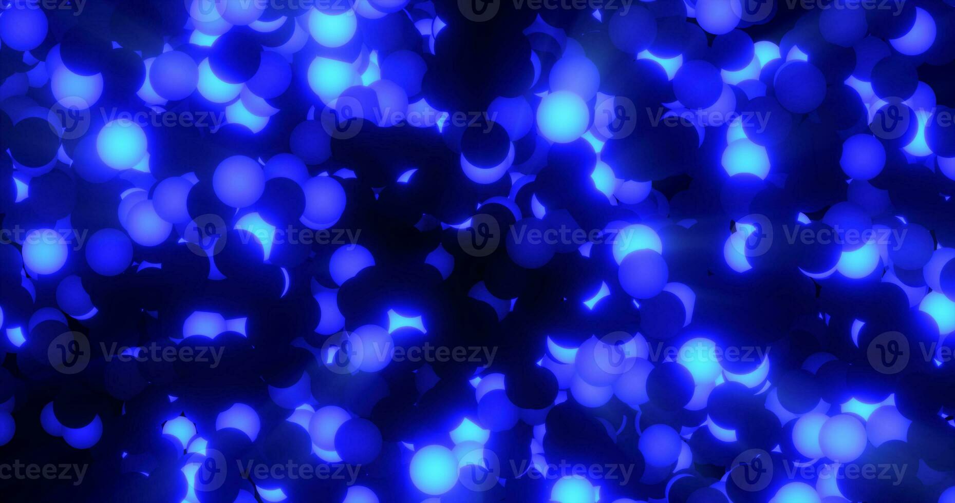 Blue bright glowing energy balls garlands with light festive Christmas background photo