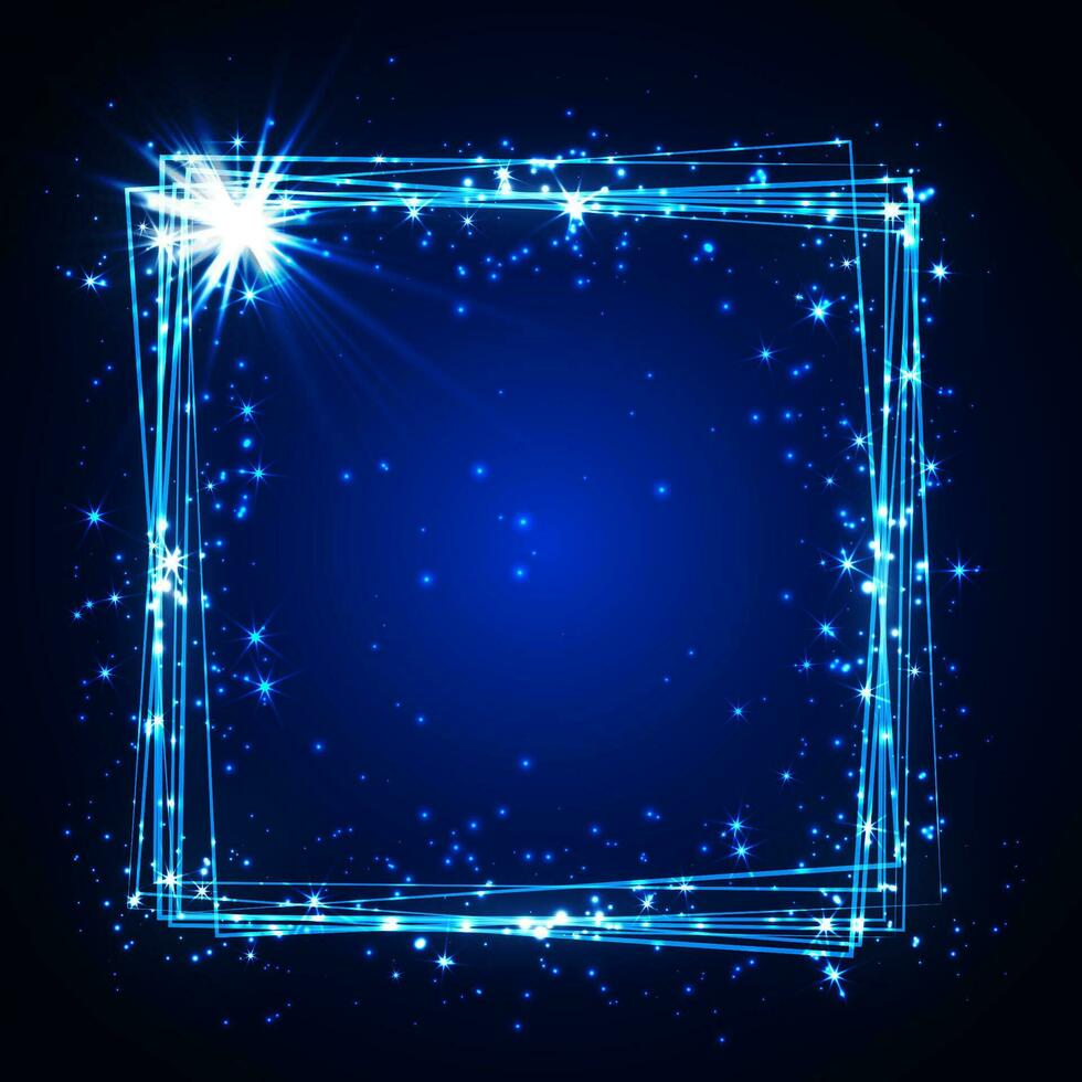 blue shining squere baner, vector frame