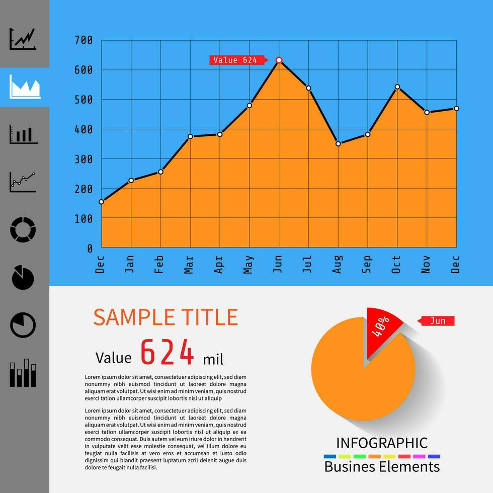 sencillo infografía tablero modelo con plano diseño gráficos y cartas vector