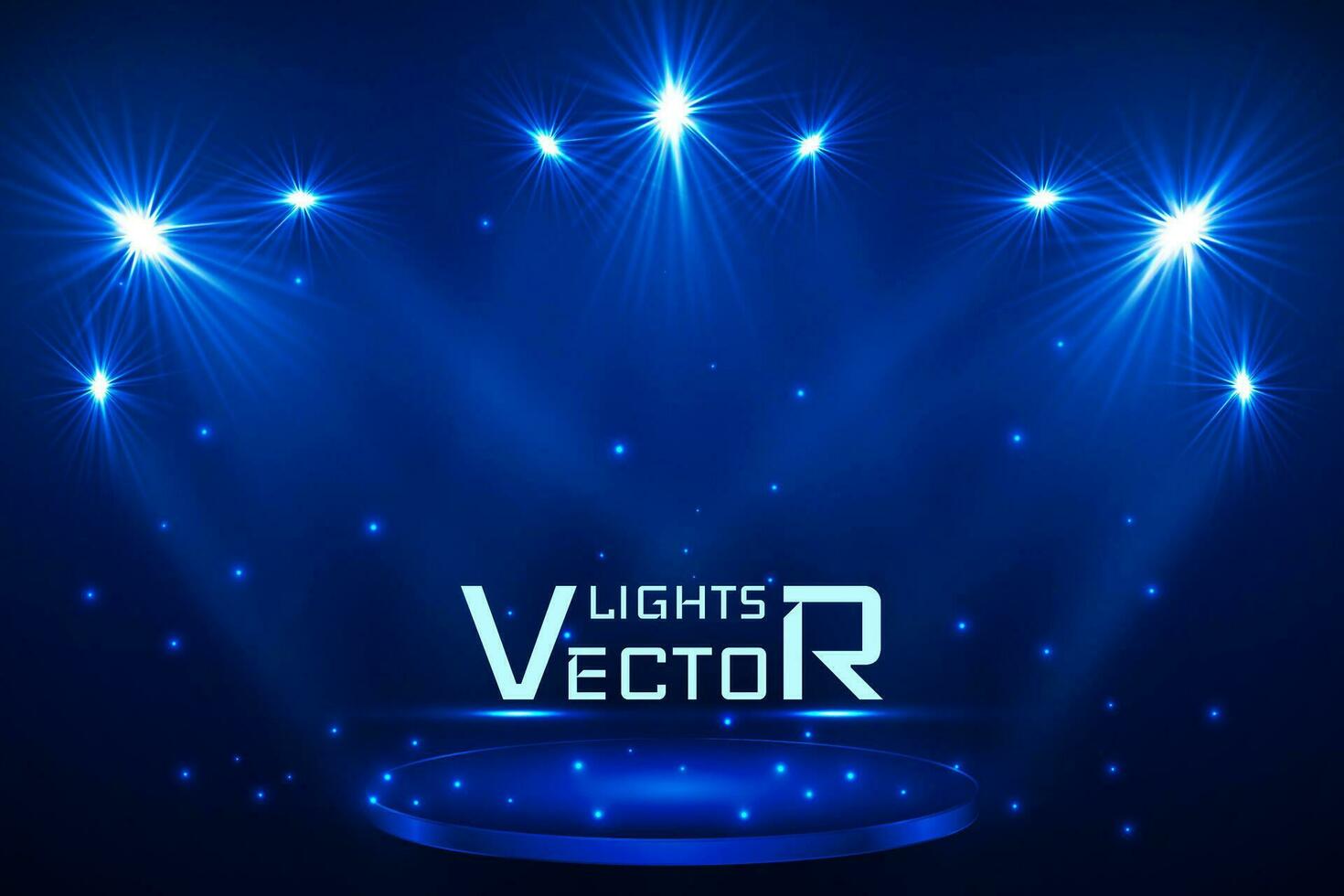 stage spot lighting. magic light. blue vector background