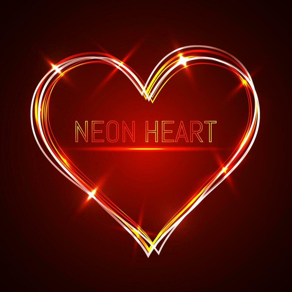 neon heart vector, Valentines heart vector