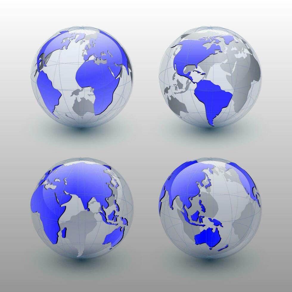 Set of Earth globe on white background,  vector