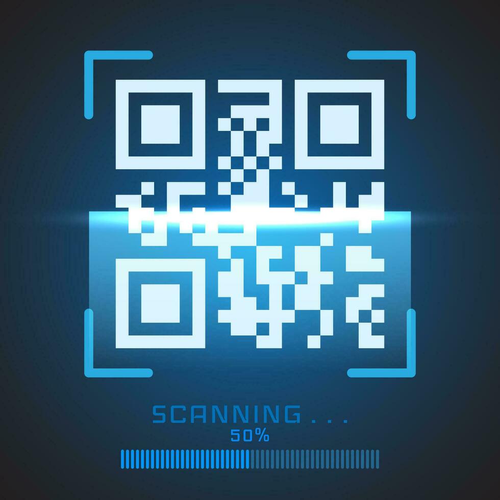 vector qr código muestra para teléfono inteligente exploración aislado en azul antecedentes