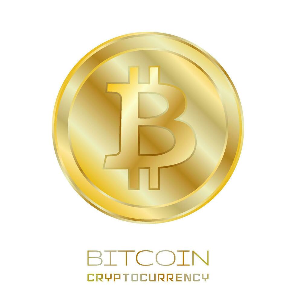 bitcoin físico poco moneda. digital divisa. criptomoneda dorado moneda con bitcoin símbolo aislado en blanco antecedentes vector