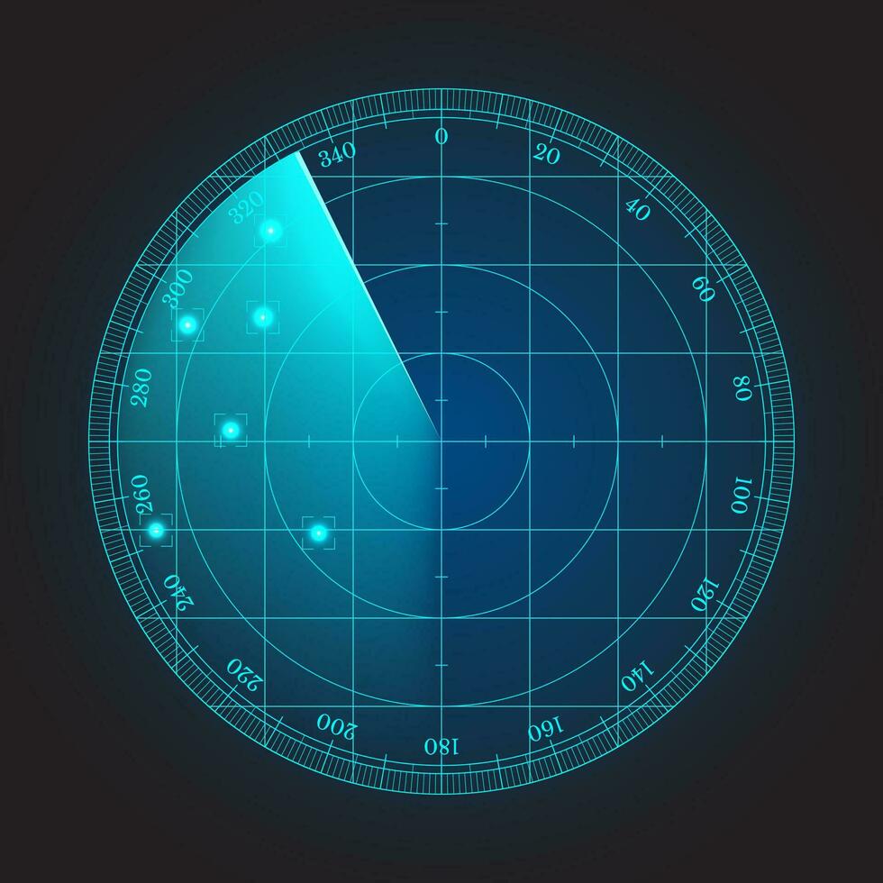 Blue radar screen. Vector illustration for your design