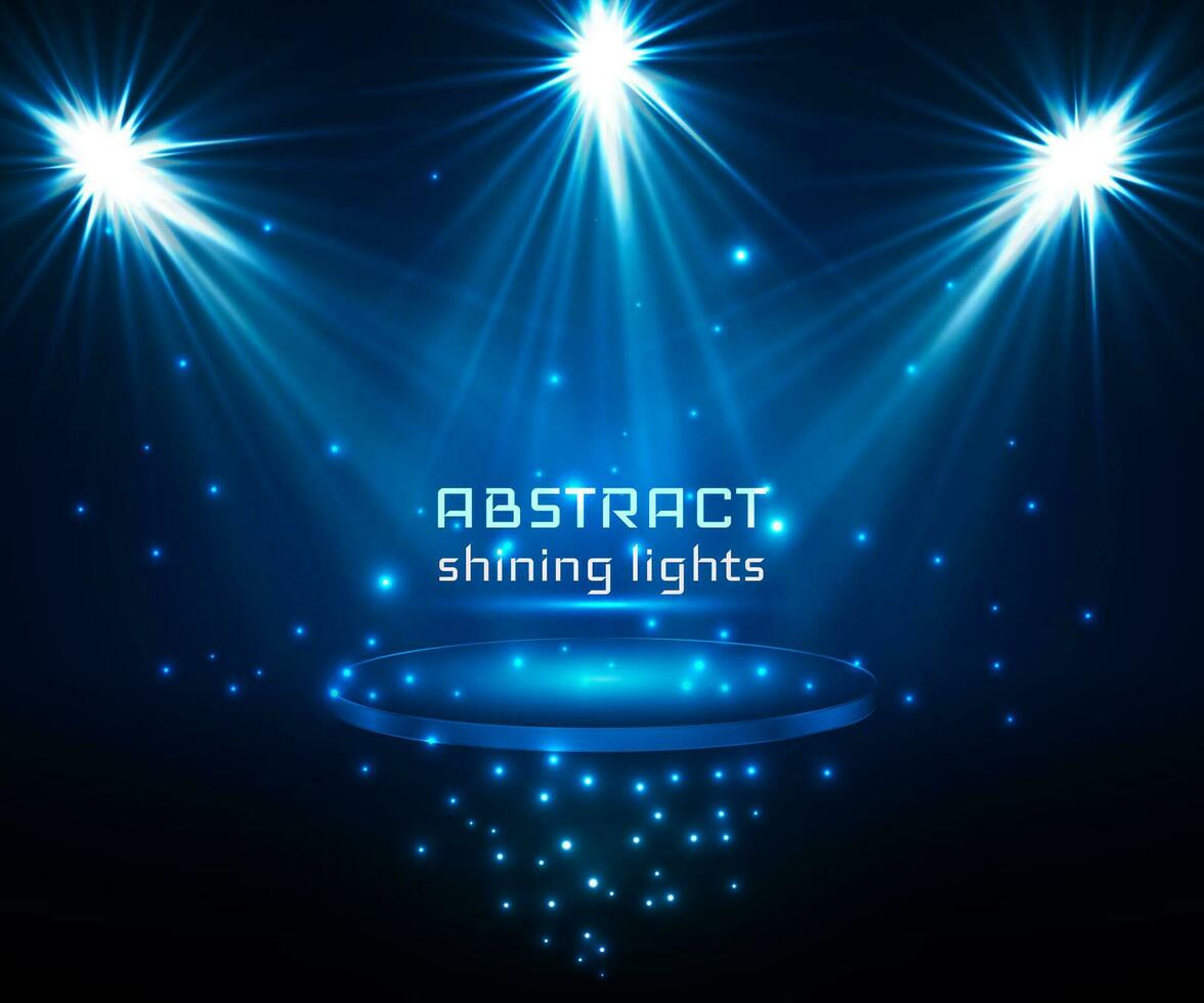 stage spot lighting. magic light. blue vector background