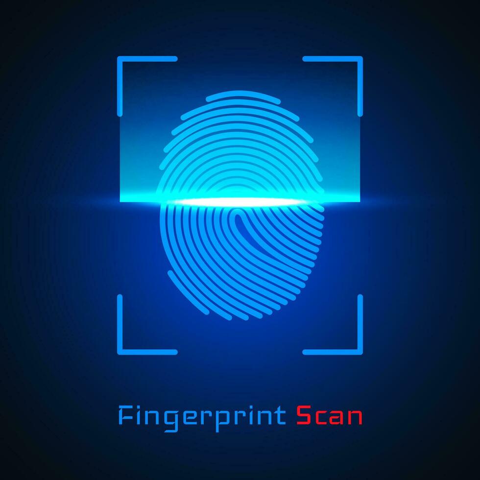 Finger print Scanning Identification System. Biometric Authorization and Business Security Concept. Vector illustration.
