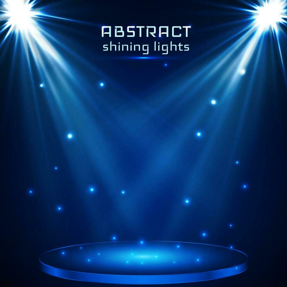 stage spot lighting. magic light. blue vector background