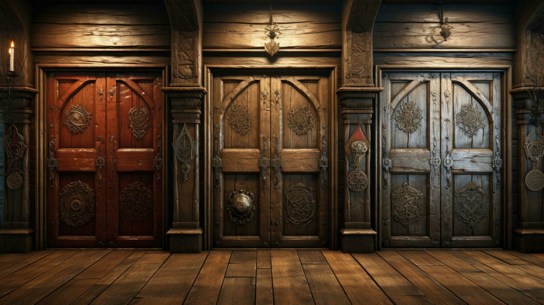 AI generated Well made solid oak doors with quality finishes photo