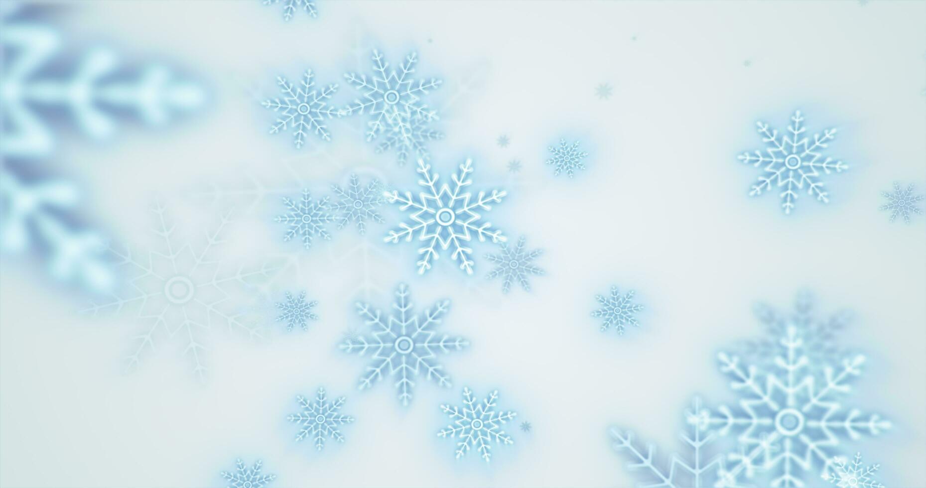 Christmas festive bright New Year background of blue glowing winter beautiful falling flying snowflakes patterns on white background photo