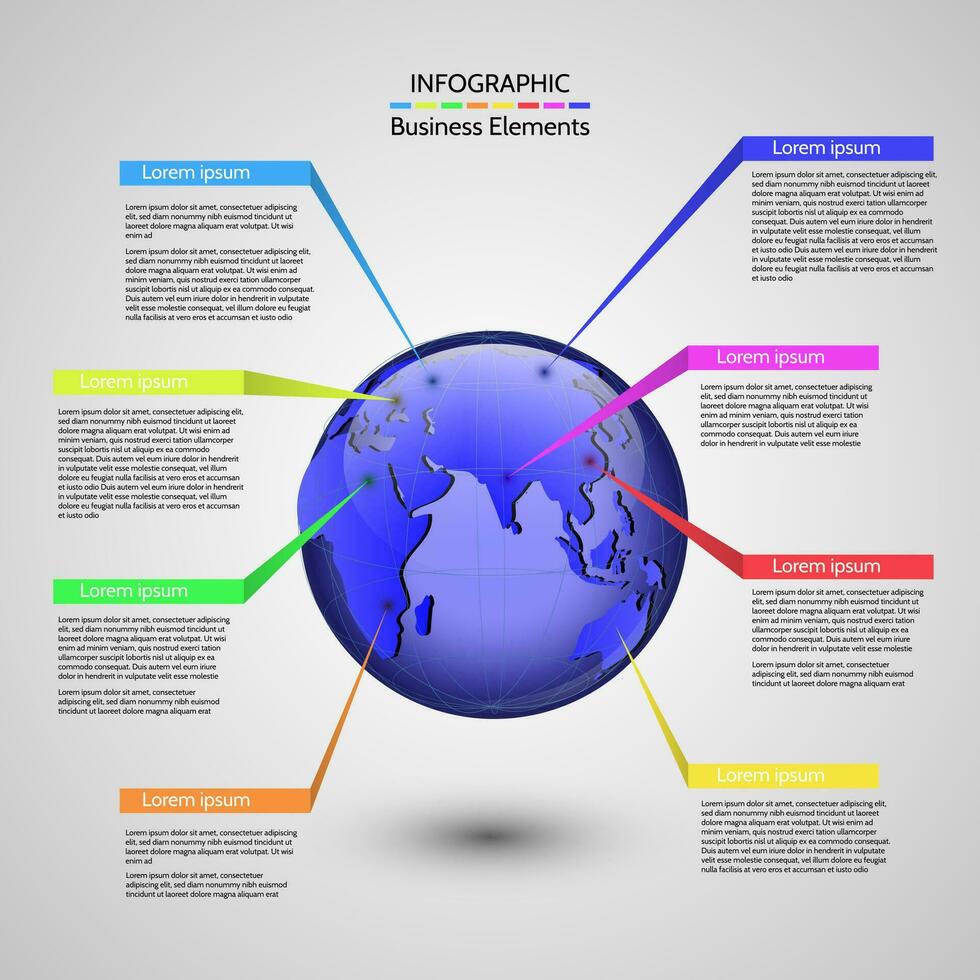 moderno mundo mapa globo infografía vector