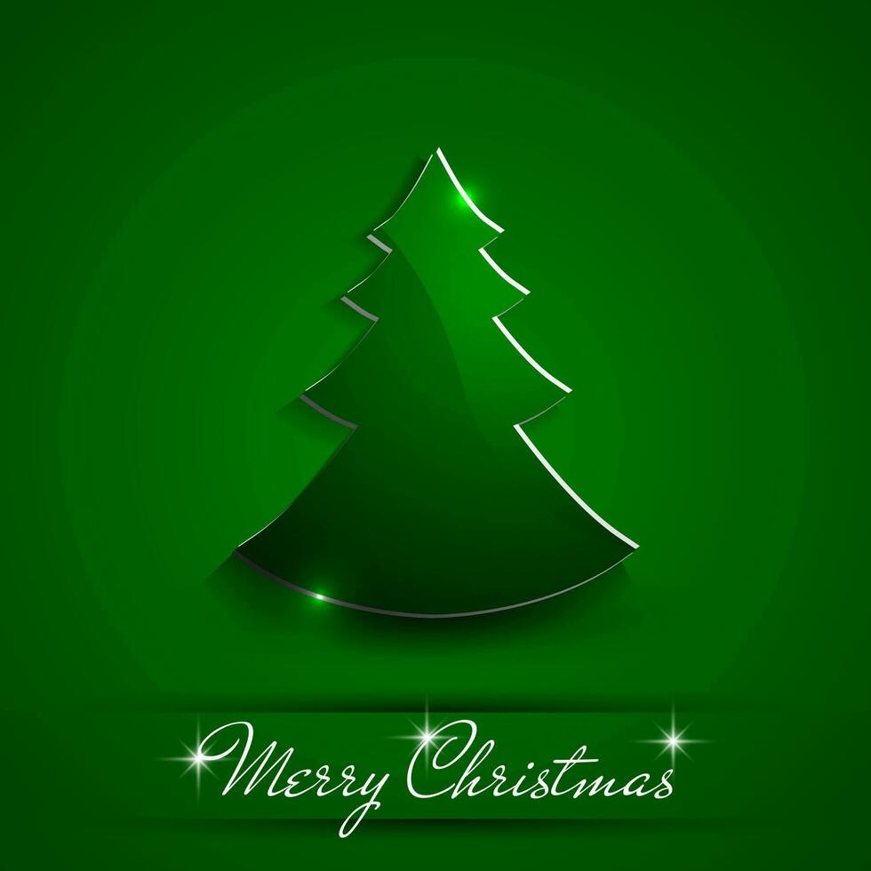 Simple green and glossy Christmas tree isolated on background vector