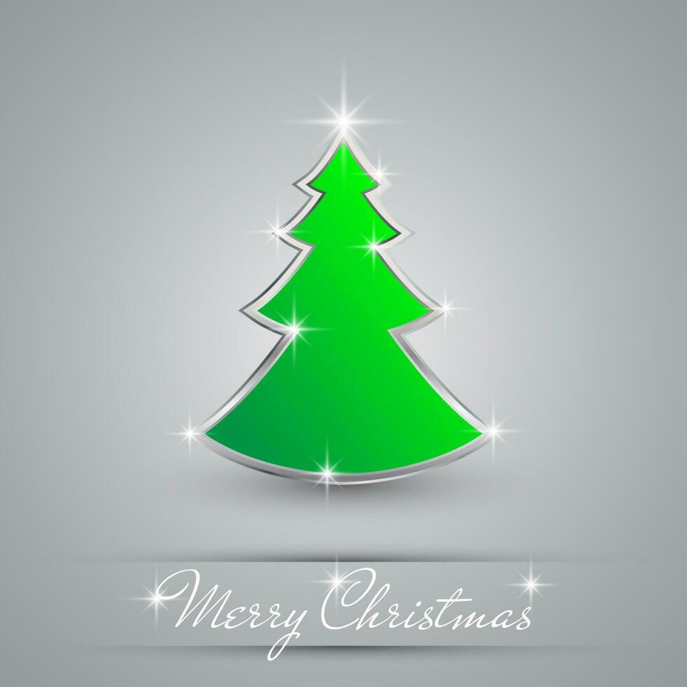 Simple green and glossy Christmas tree isolated on background vector