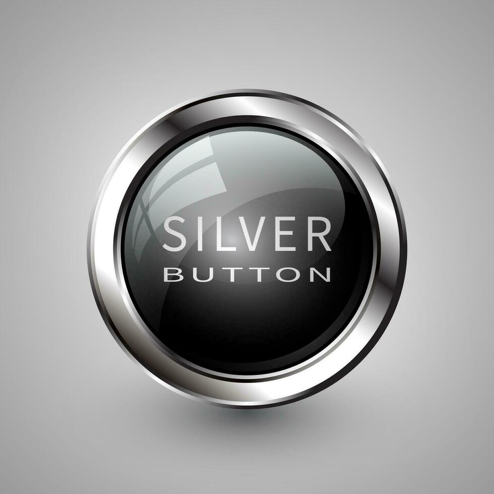 Silver shiny modern element. Silver Web button. Vector sticker. Part of set