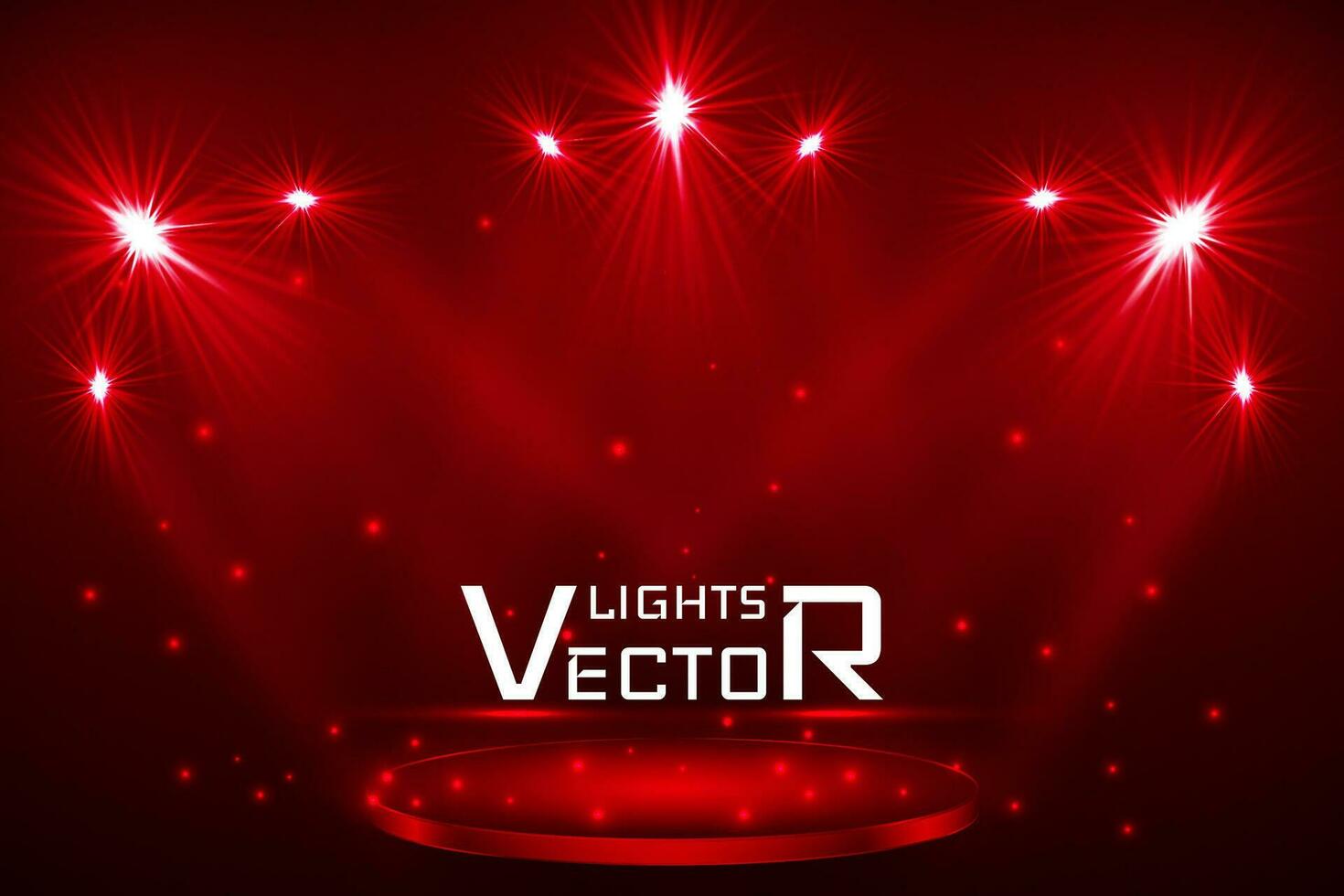 stage spot lighting. magic light. red vector background