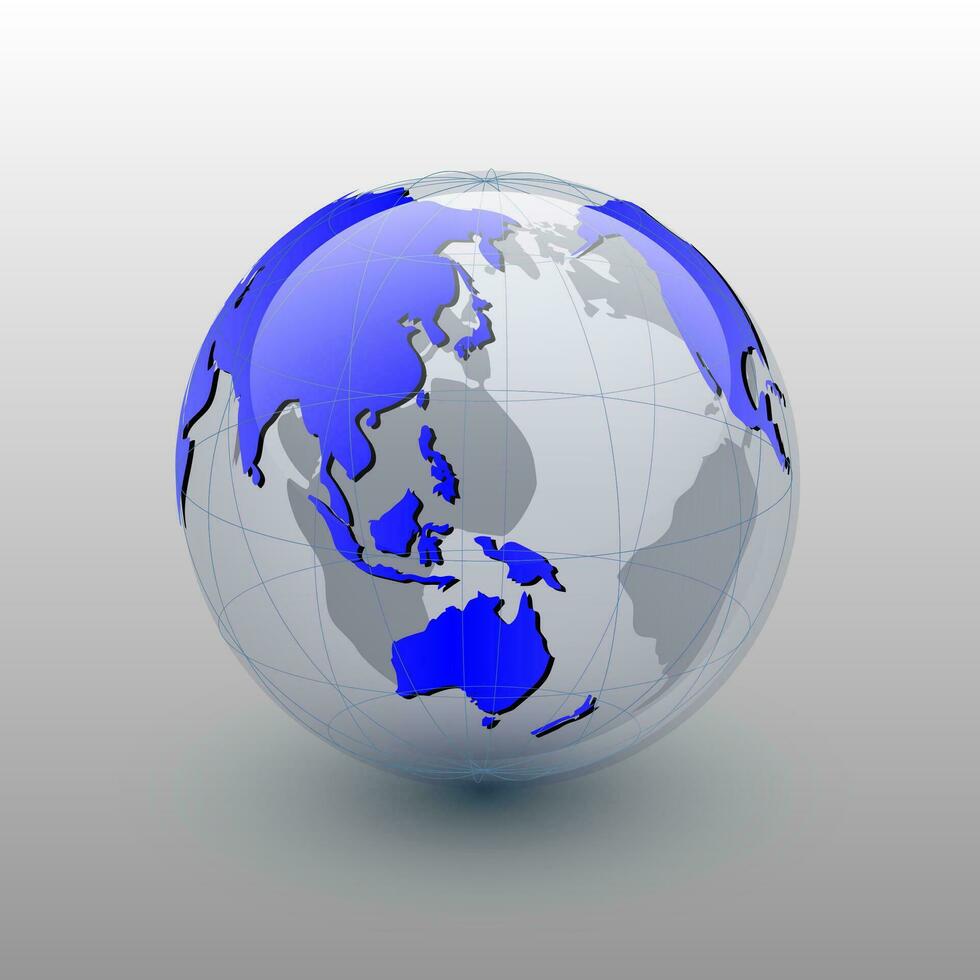 Earth globe on white background, Australia, Asia, vector. vector