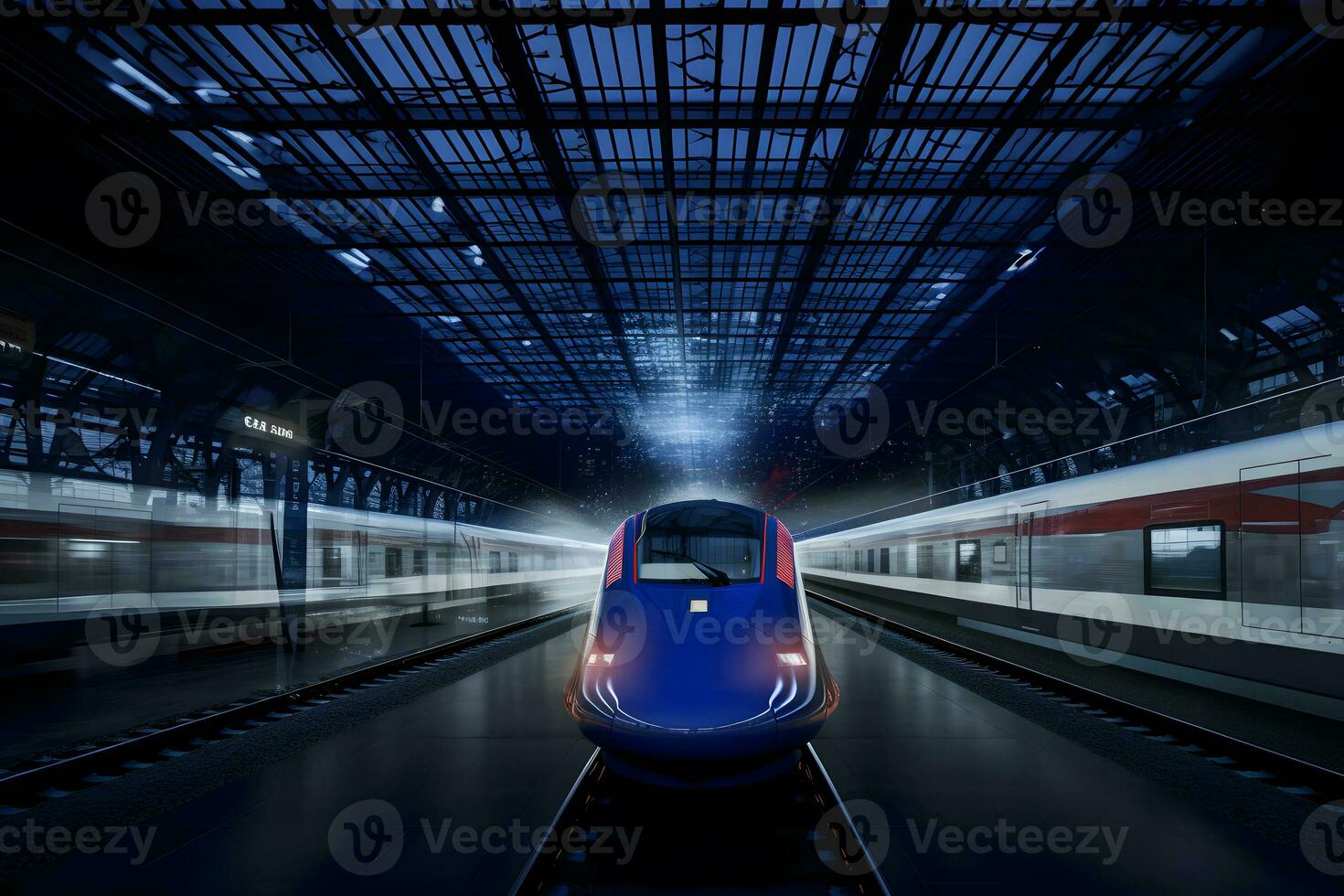 AI generated Modern high speed train. Neural network AI generated photo