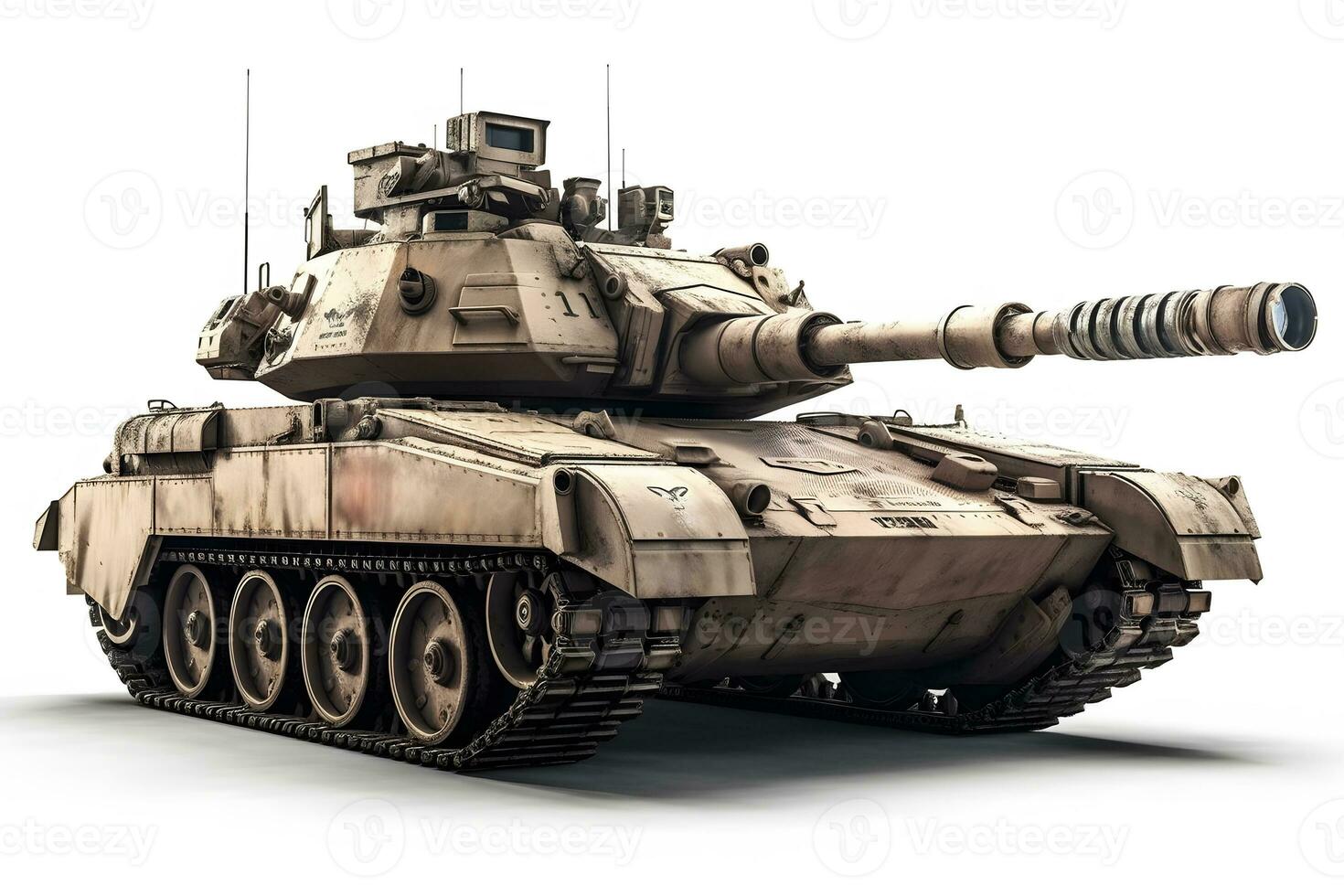 AI generated Military old tank on a white background. Neural network AI generated photo