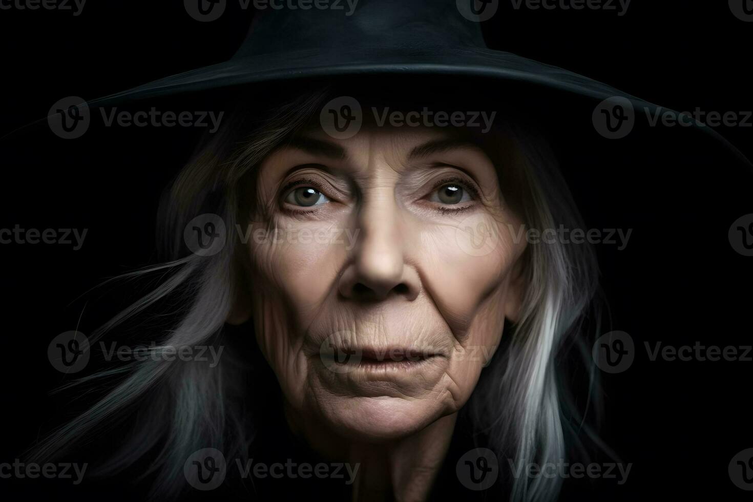 AI generated The old witch cooks a sorcery potion in the thicket of the forest. Fairy tales on Halloween. Neural network AI generated photo