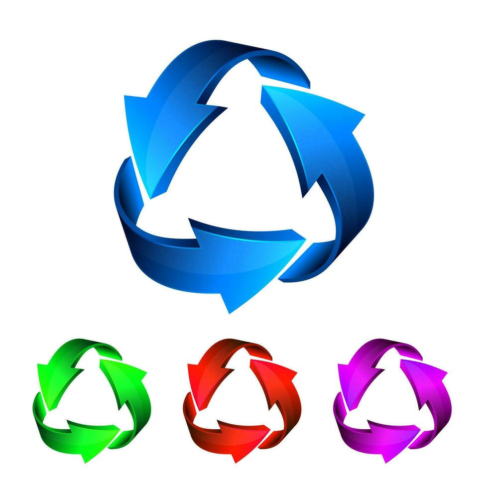 Blue red green pink recycle arrows, recycle simbol, vector