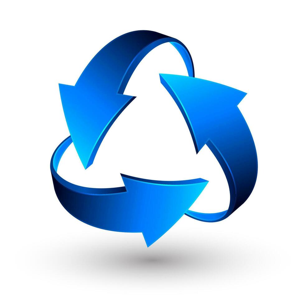 Blue recycle arrows, recycle simbol, vector