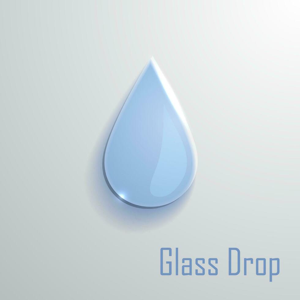 blue glass drop vector icon