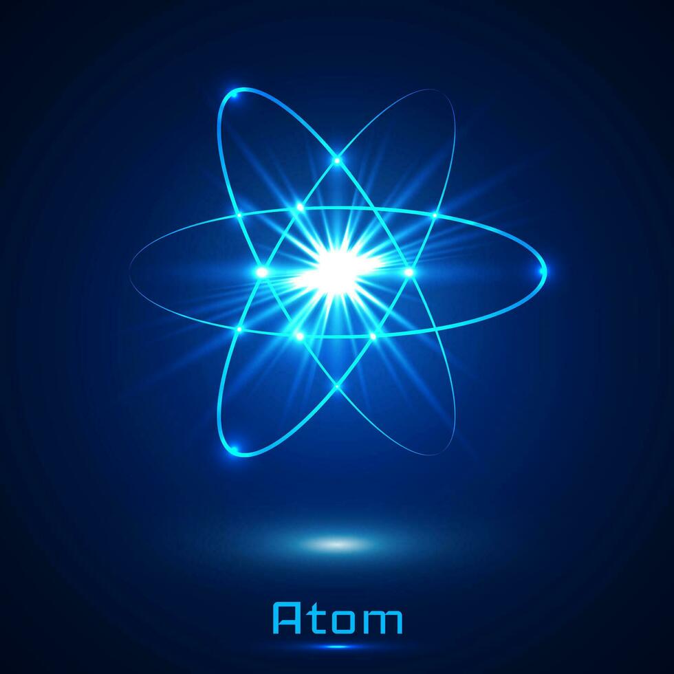 Vector shining neon lights atom model