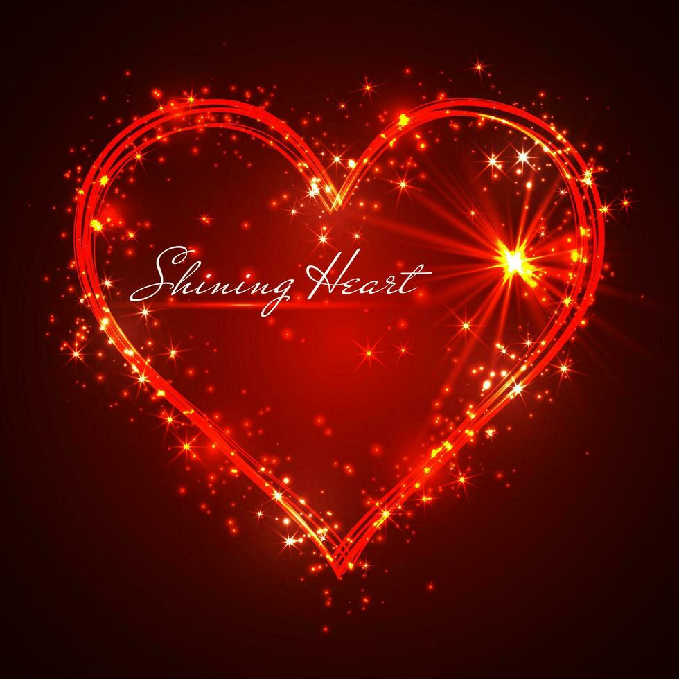 shining glitter vector red heart