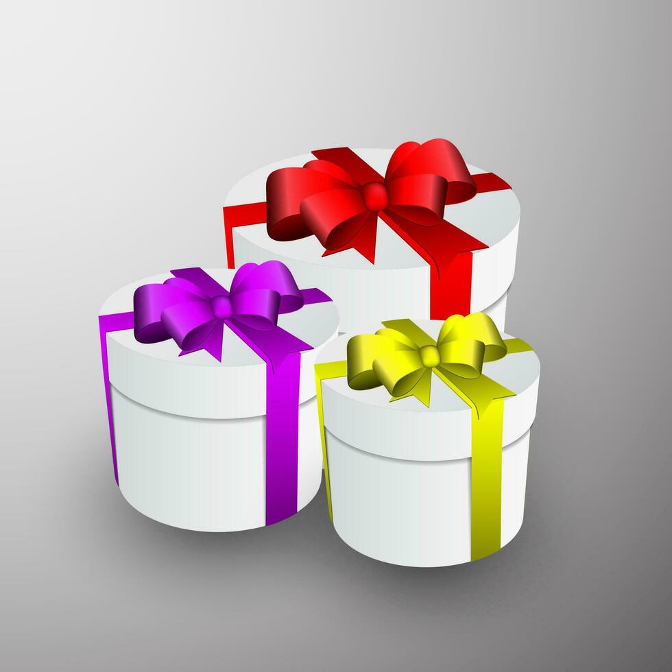 Navidad regalo cajas con cinta y arco vector