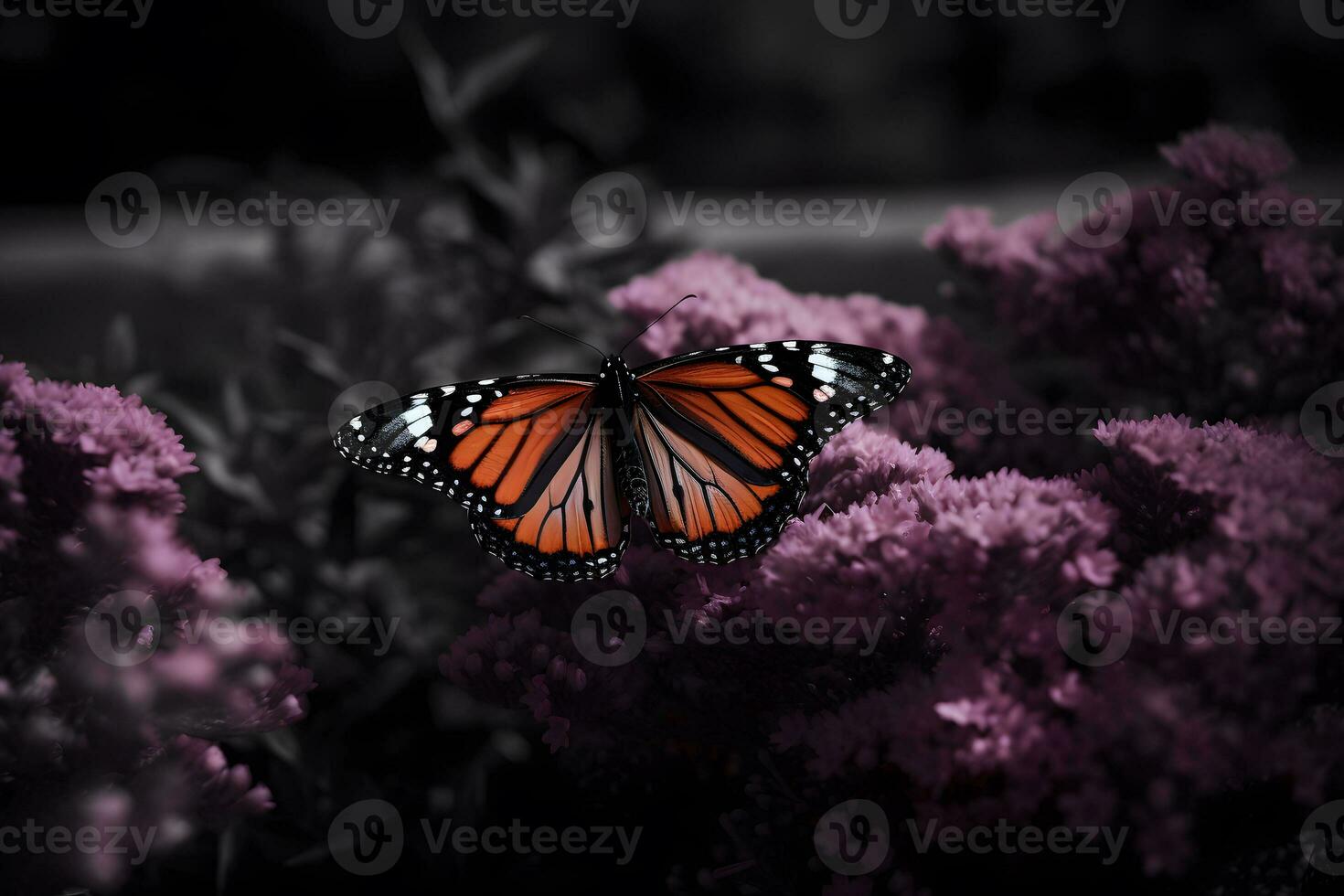 AI generated monarch butterfly on flower. Neural network AI generated photo