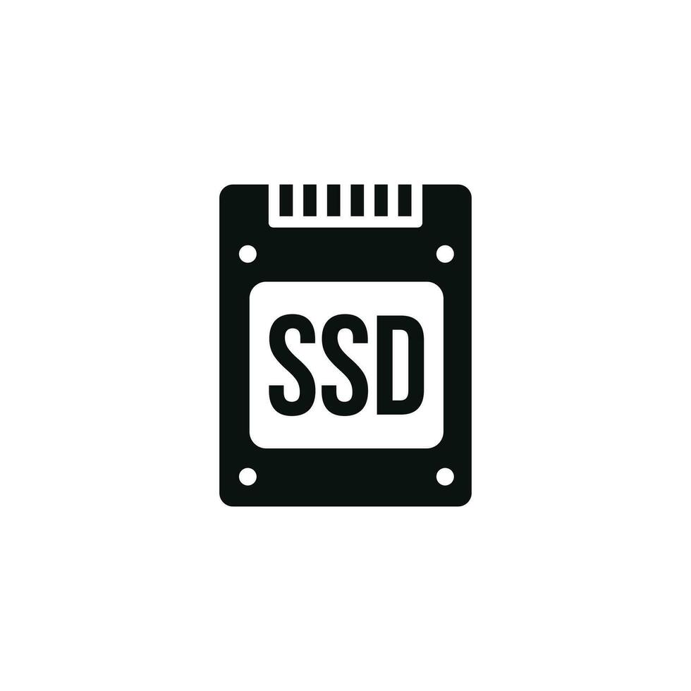 Solid state drive icon isolated on white background. SSD icon vector