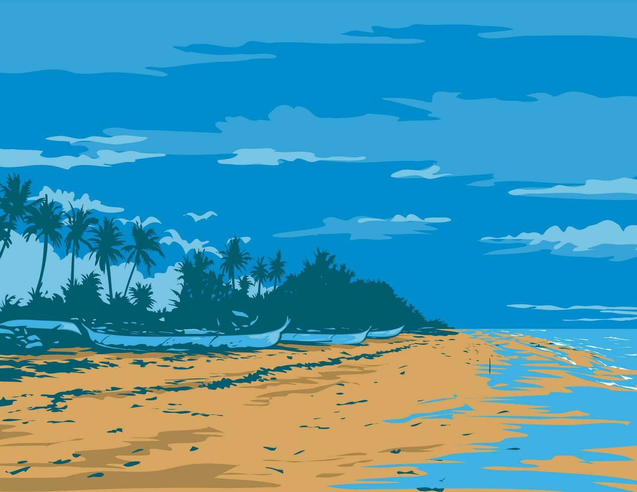 bangka en Papa Noel fe playa bantayan isla Filipinas wpa póster Arte vector