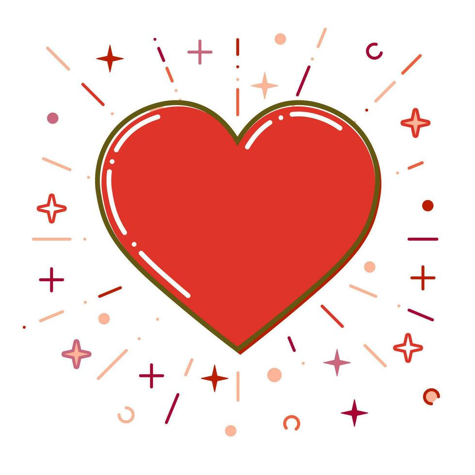 Red Heart icon. Thin Line Flat Heart Design. Happy Valentines day card vector