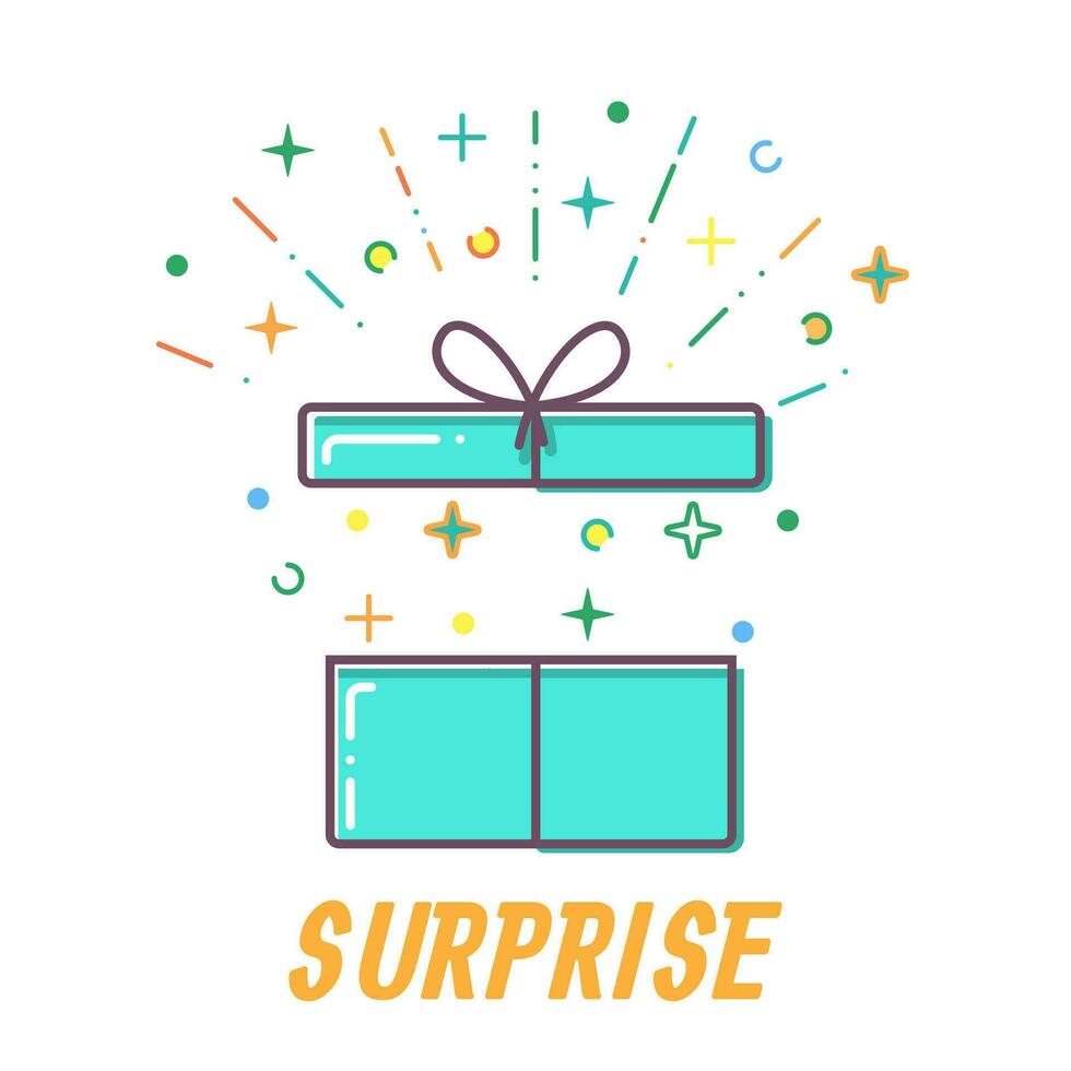 Surprise Flat open Gift box vector