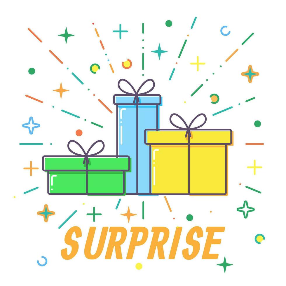 Surprise Flat Gift boxes vector