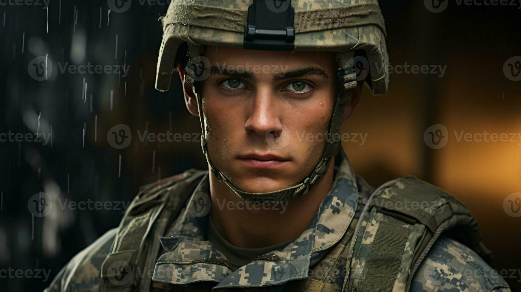 AI generated Portrait of a Soldier in a War photo