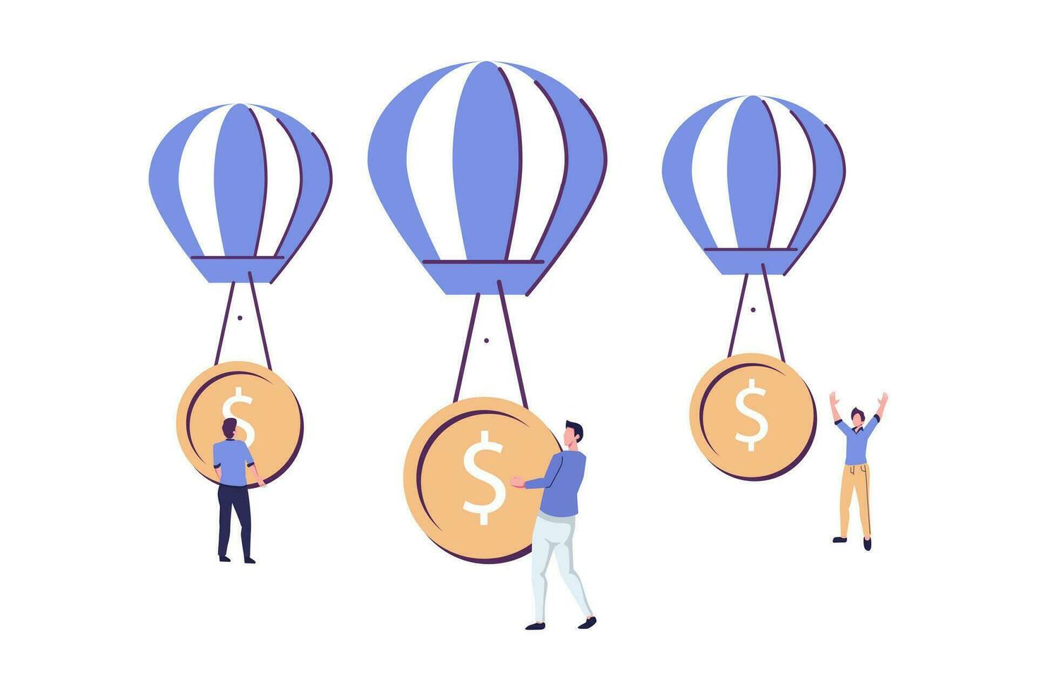 money is flying with money symbol of business profit flat style illustration vector design