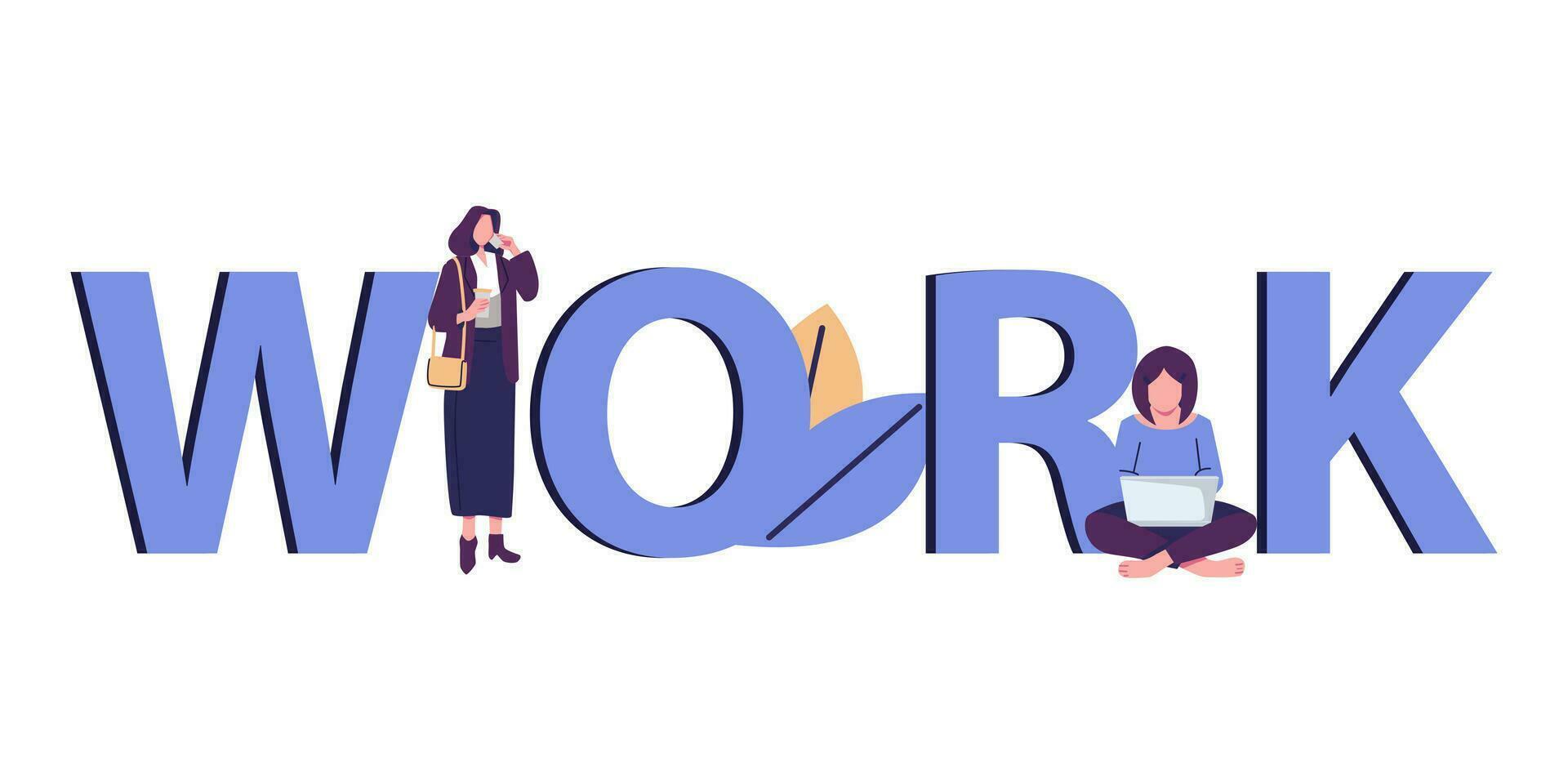 Coworking and business partnership concept. Businessmen and businesswomen cooperation flat vector illustration