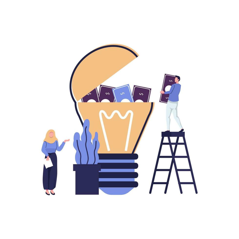 people are investing money in the idea, the concept of value flat style illustration vector design
