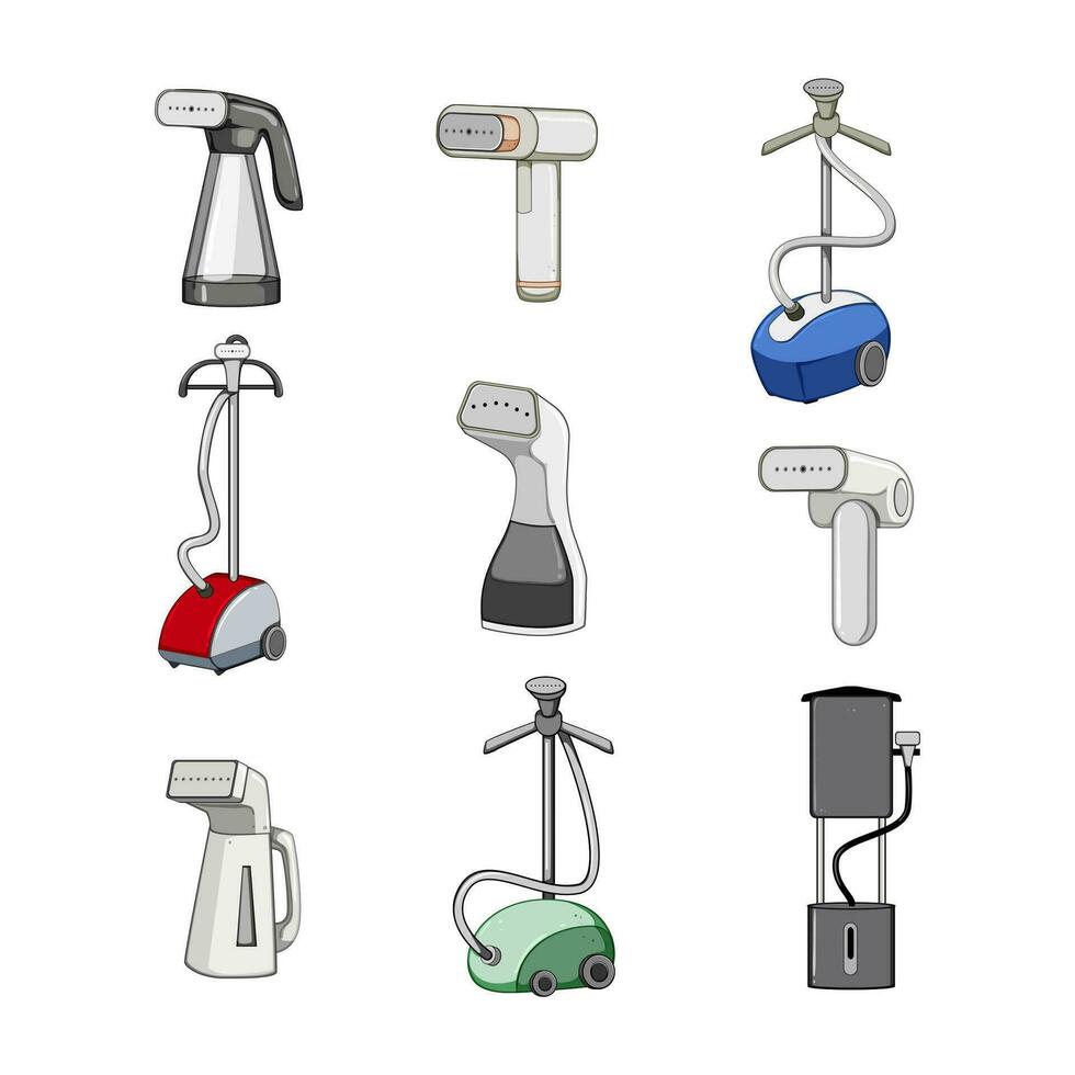 garment steamer set cartoon vector illustration