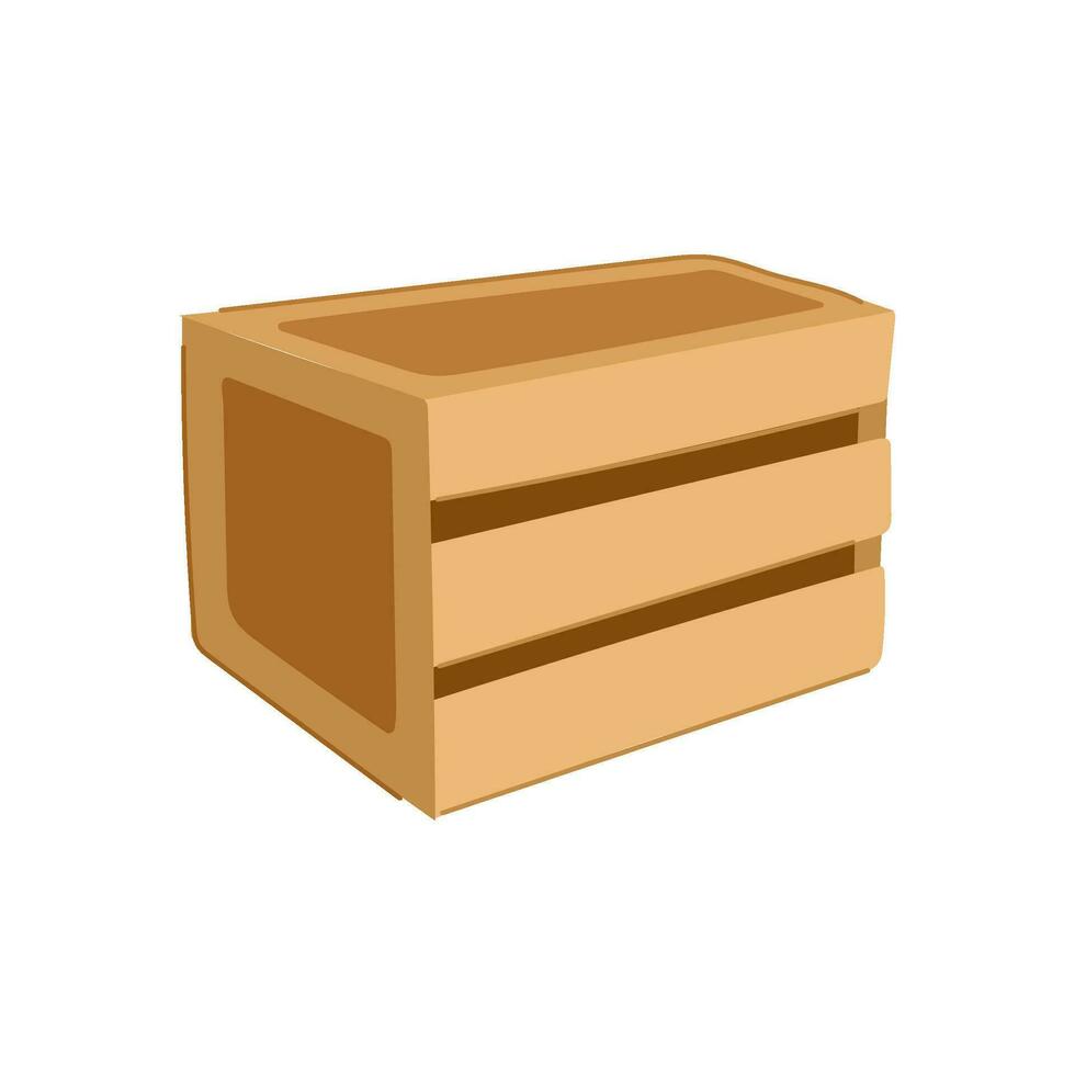 envase de madera caja dibujos animados vector ilustración