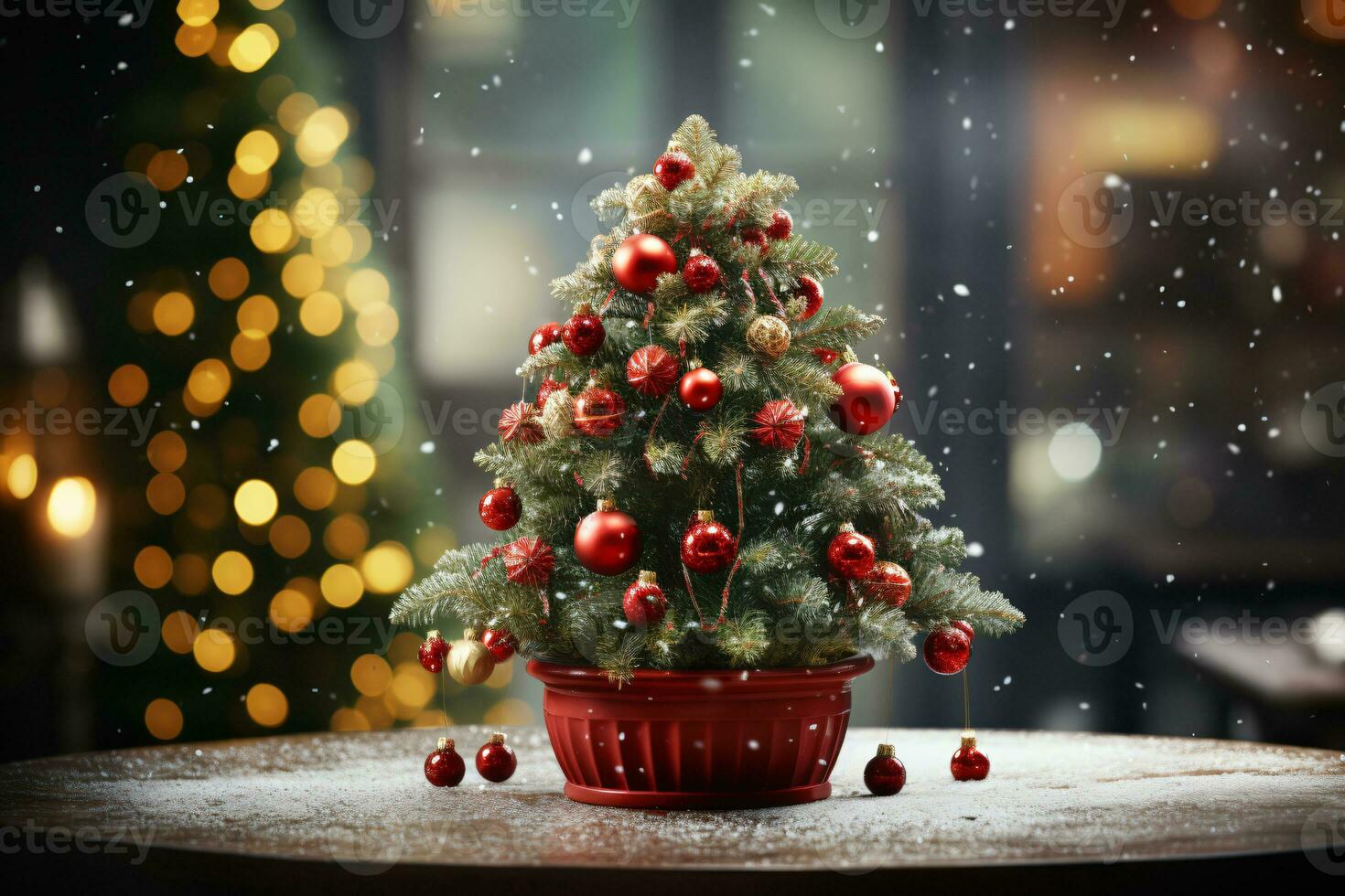 AI generated showcasing a Christmas tree lavishly decorated with festive ornaments photo
