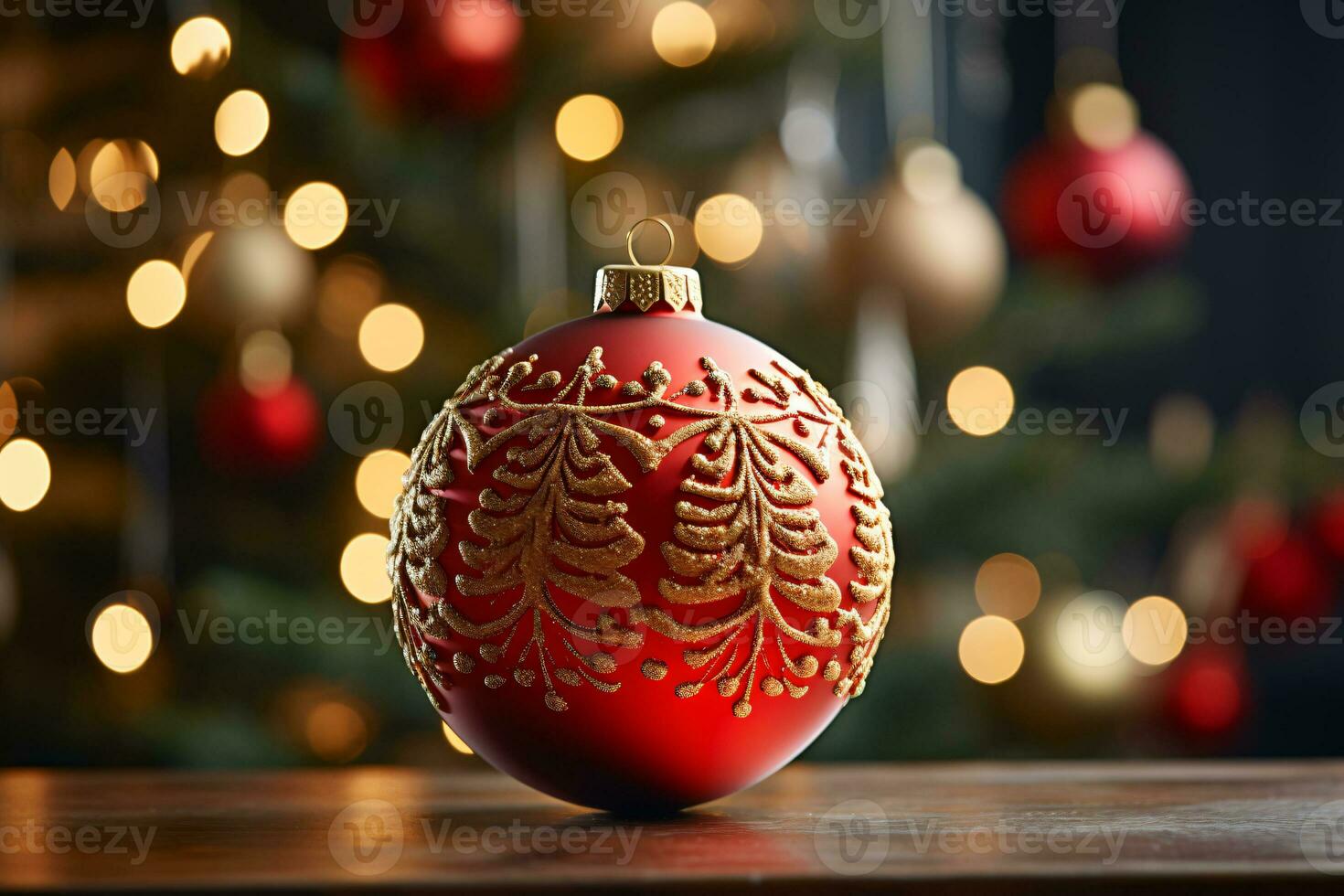 AI generated showcasing a Christmas tree lavishly decorated with festive ornaments photo