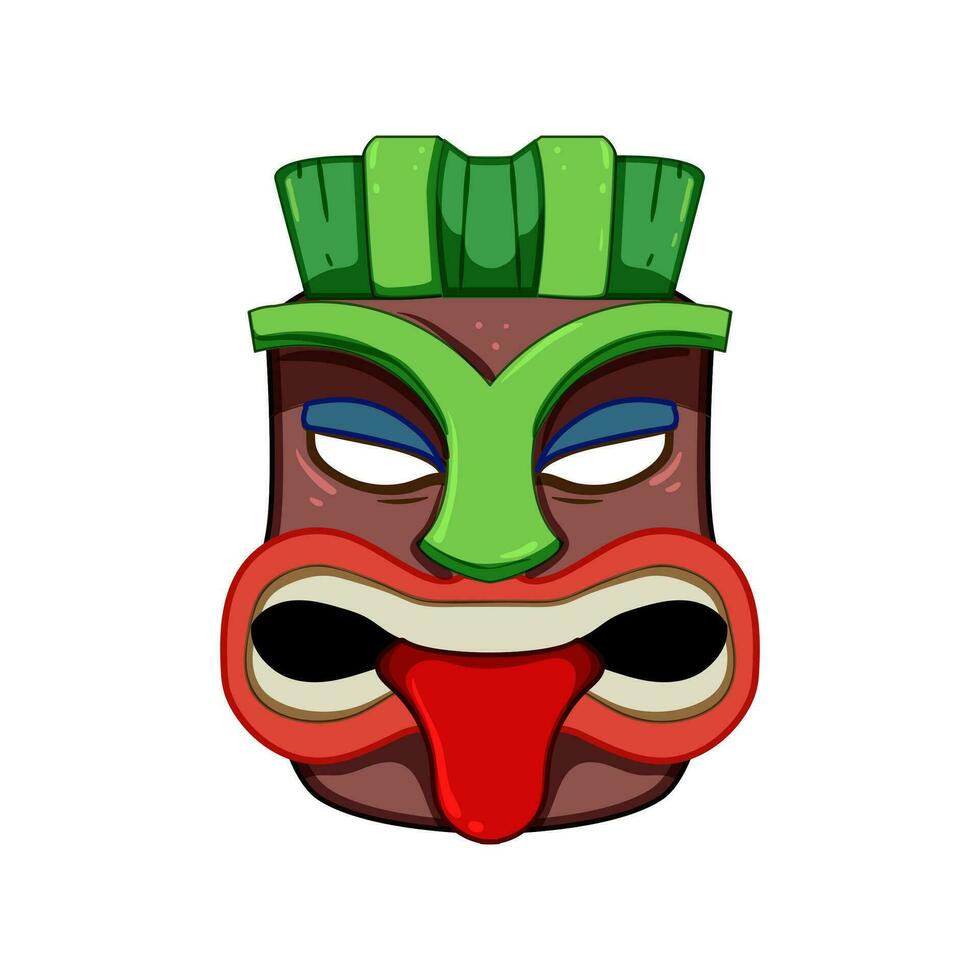 totem tiki mask cartoon vector illustration