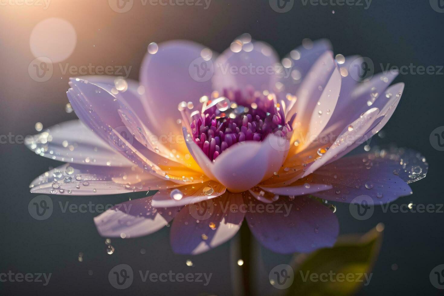 AI generated Enchanting Floral Elegance Amidst Mist and Glistening Dew in Soft Illumination photo