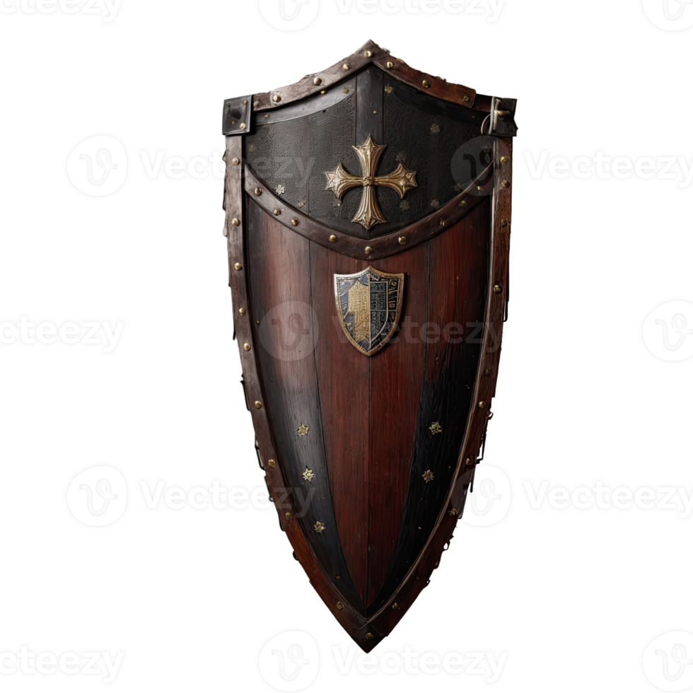 AI generated medieval shield isolated on transparent background png