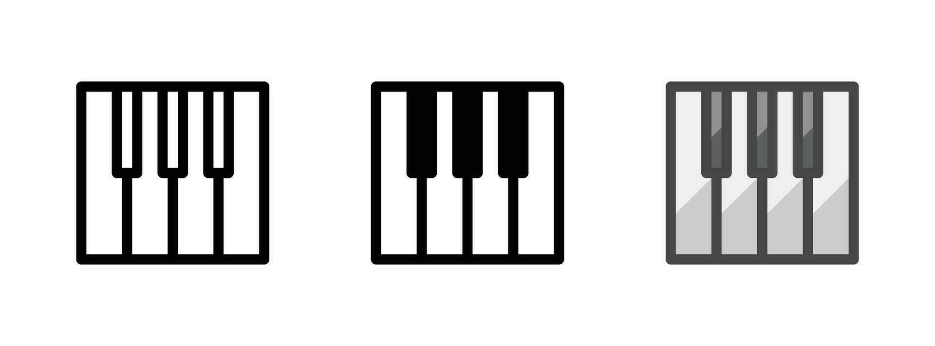 Multipurpose Piano Icon in Outline, Glyph, Filled Outline Style vector